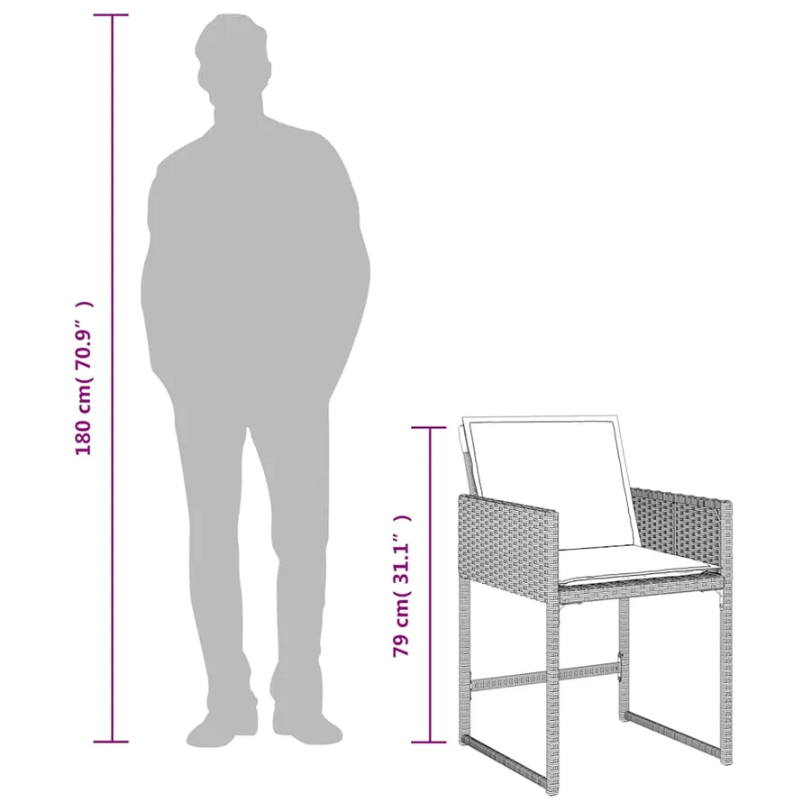 Ensemble à manger de jardin et coussins 17 pcs gris clair rotin - 10