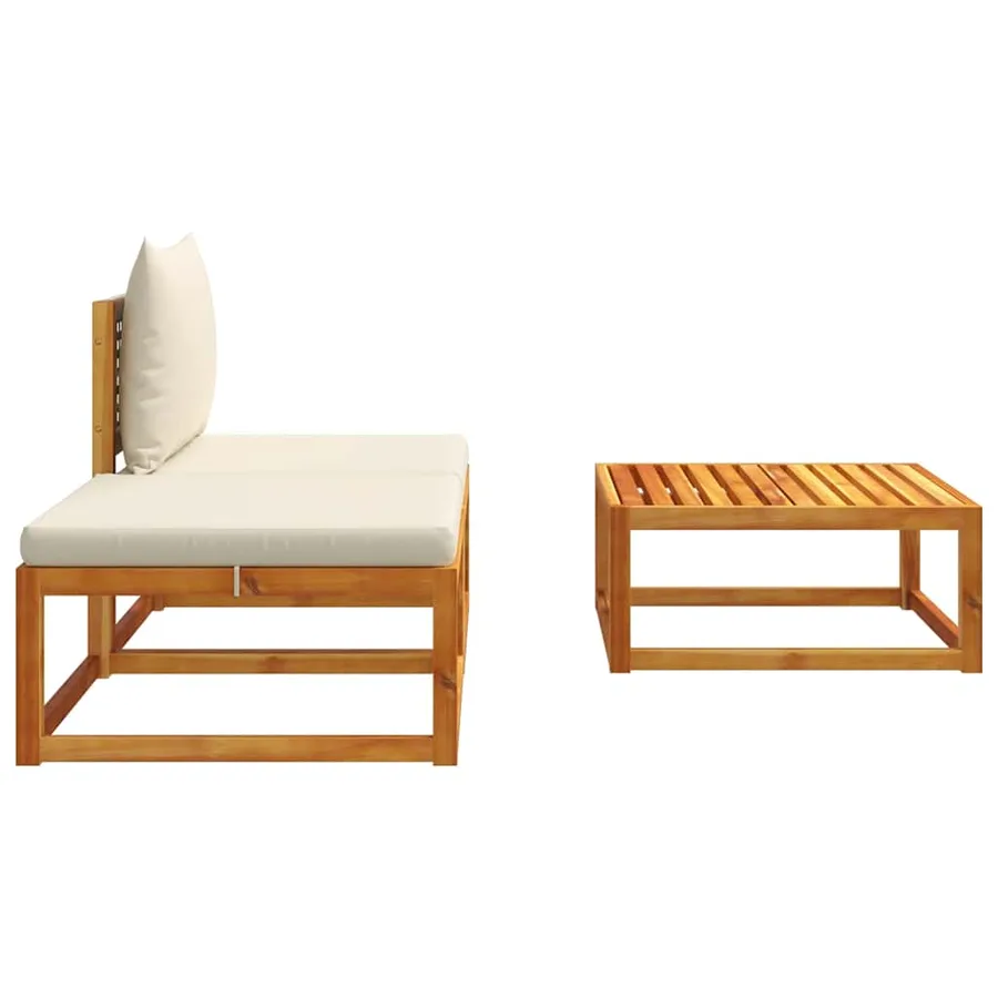 Ensemble de canapés de jardin 3 pièces avec coussins en bois d'acacia et rotin - 5