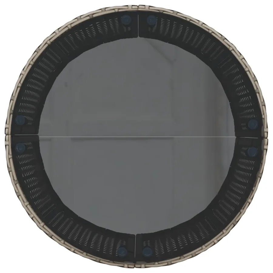 Canapé de jardin table coussins demi-rond gris résine tressée - 6