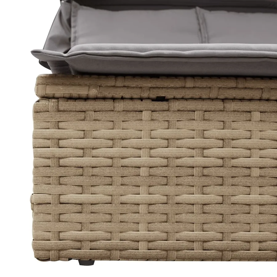 Chaise longue double avec auvent et coussins beige poly rotin - 16