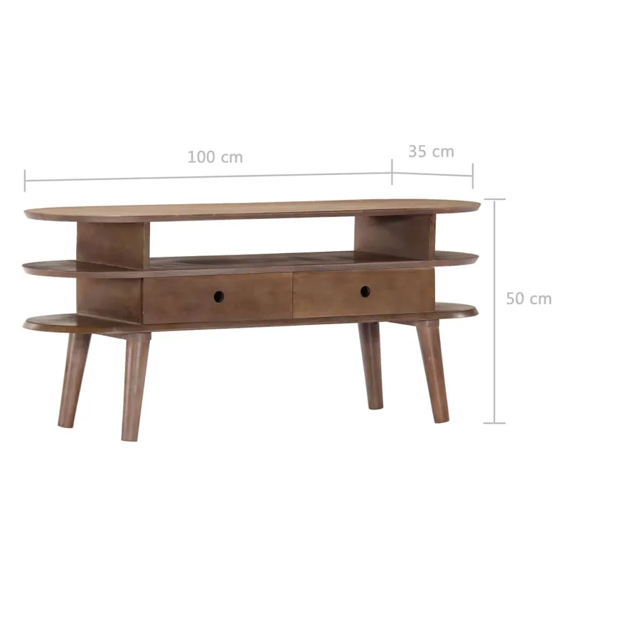 Meuble TV 110x35x50 cm Bois d'acacia solide - 7