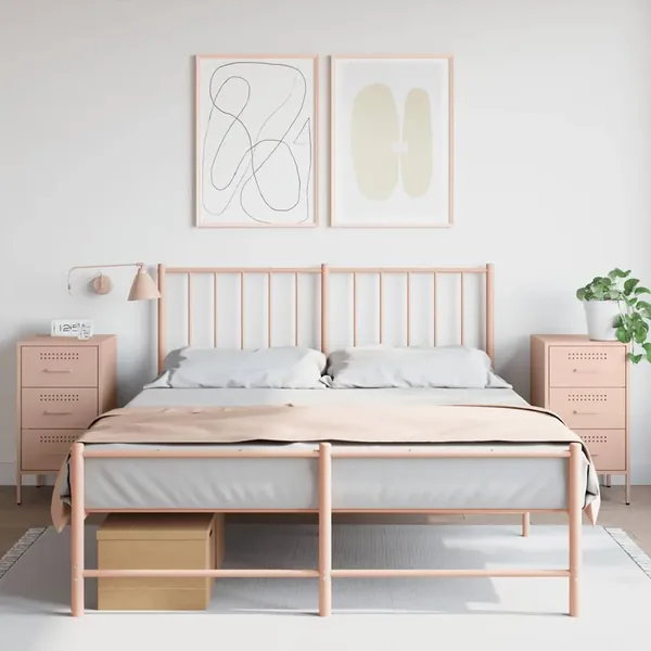 Tables de chevet 2 pcs rose 36x39x68 cm acier