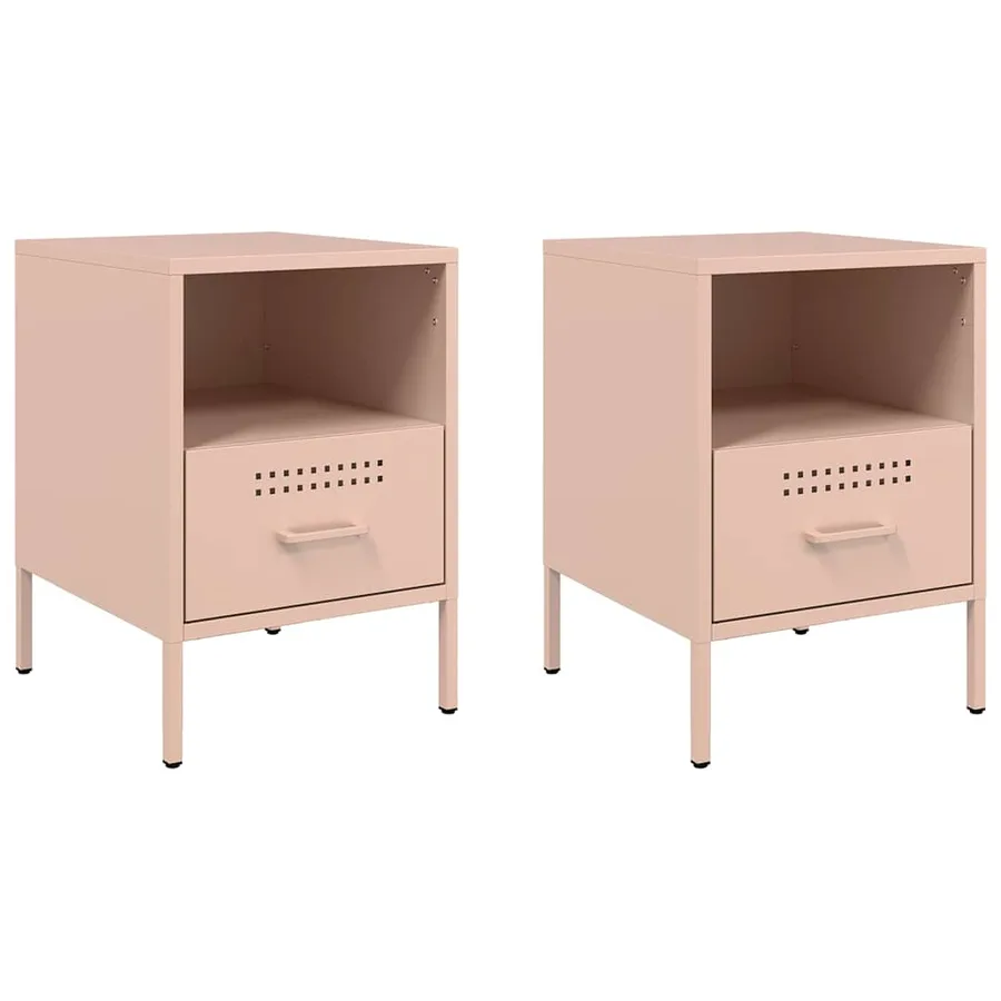 Tables de chevet 2 pcs rose 36x39x50,5 cm acier - 2