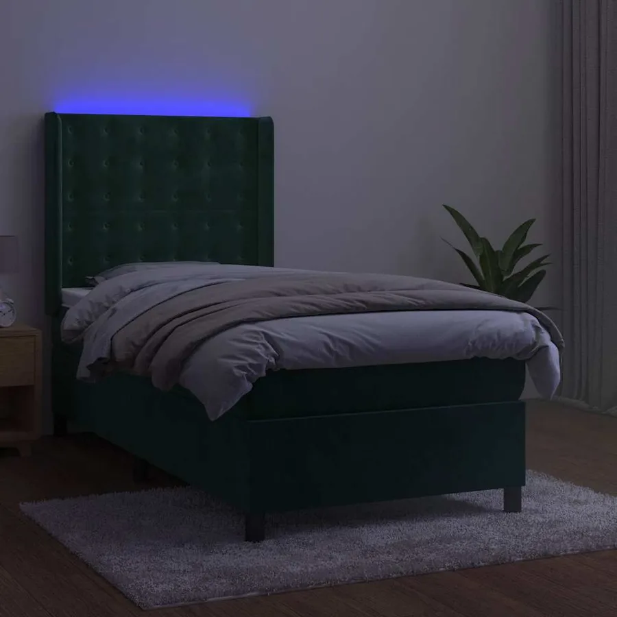 Sommier à lattes de lit matelas LED Vert foncé 80x200cm Velours - 3