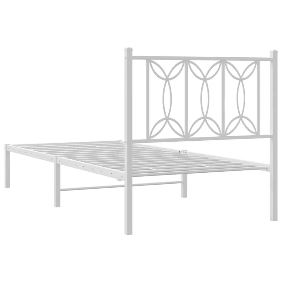 Cadre de lit métal sans matelas avec tête de lit blanc 80x200cm - 6