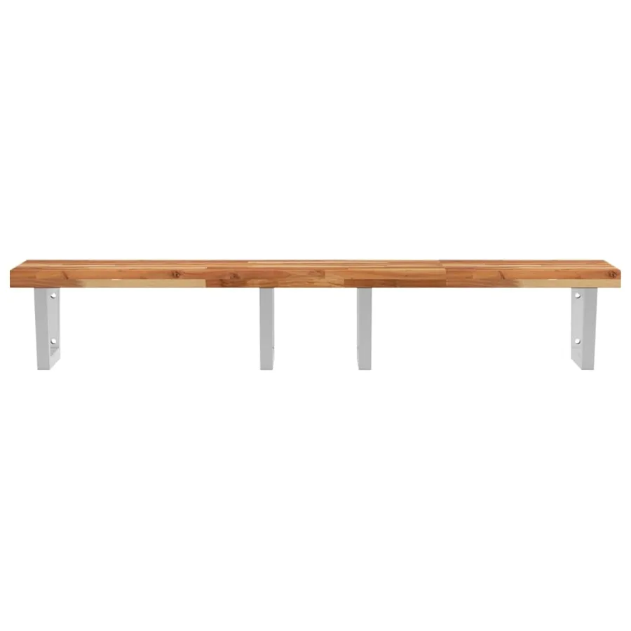 Étagère de vasque murale acier et bois massif d'acacia - 4