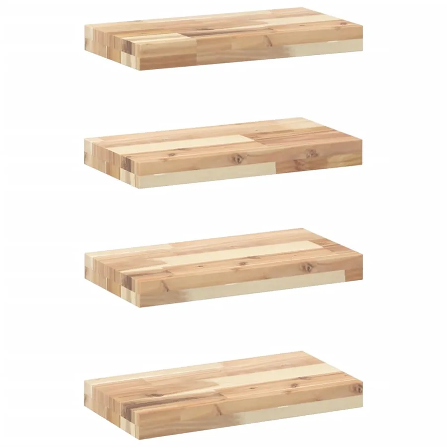 Étagères flottantes 4 pcs 60x20x4 cm acacia massif non traité - 2