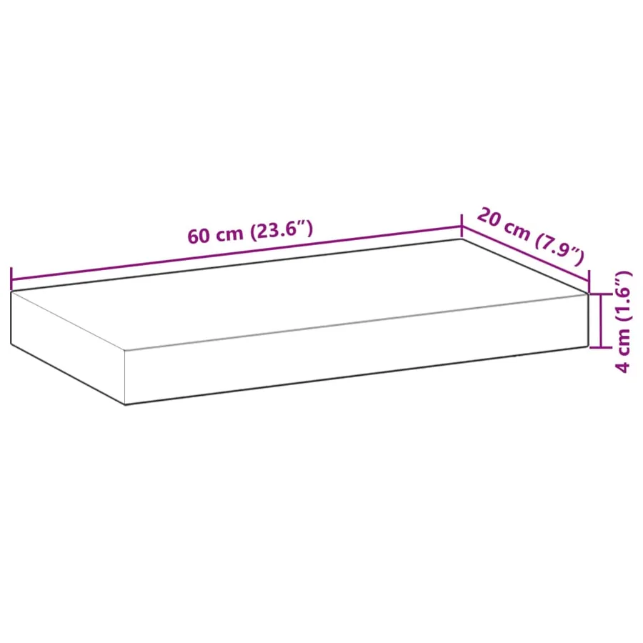 Étagères flottantes 4 pcs 60x20x4 cm acacia massif non traité - 9