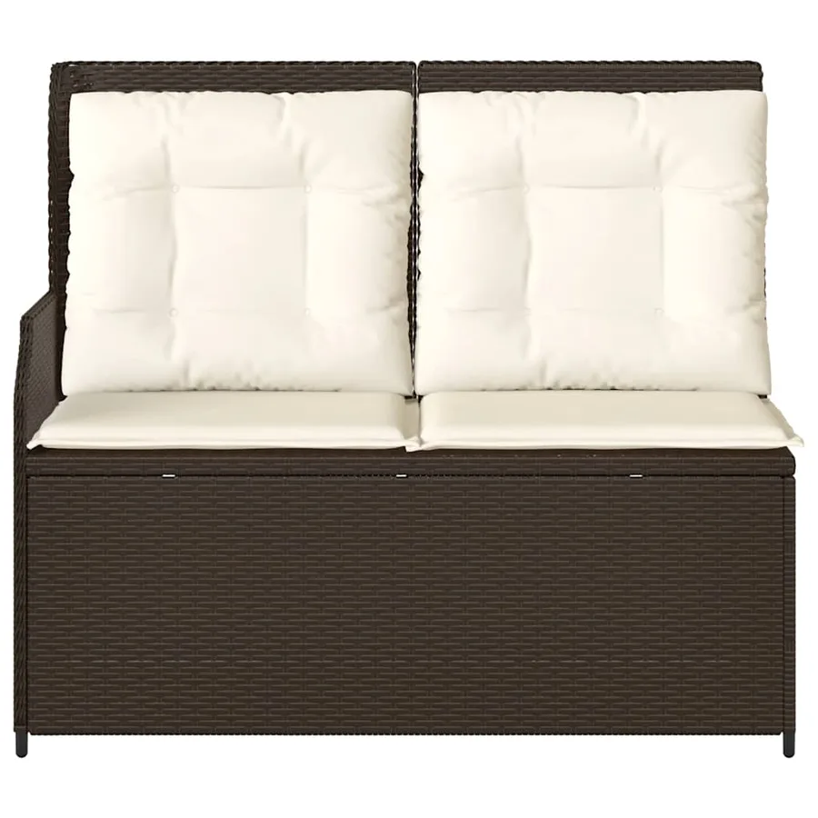 Banc inclinable de jardin avec coussins marron résine tressée - 4