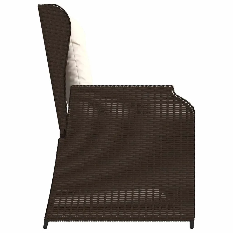Banc inclinable de jardin avec coussins marron résine tressée - 5