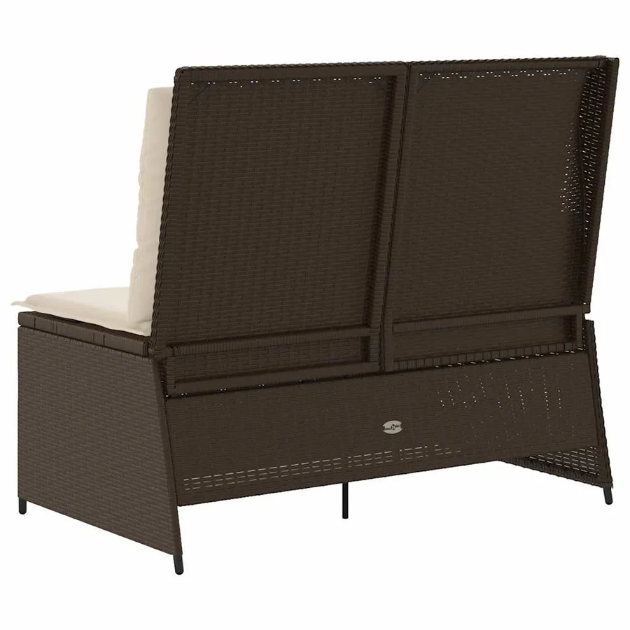 Banc inclinable de jardin avec coussins marron résine tressée - 6