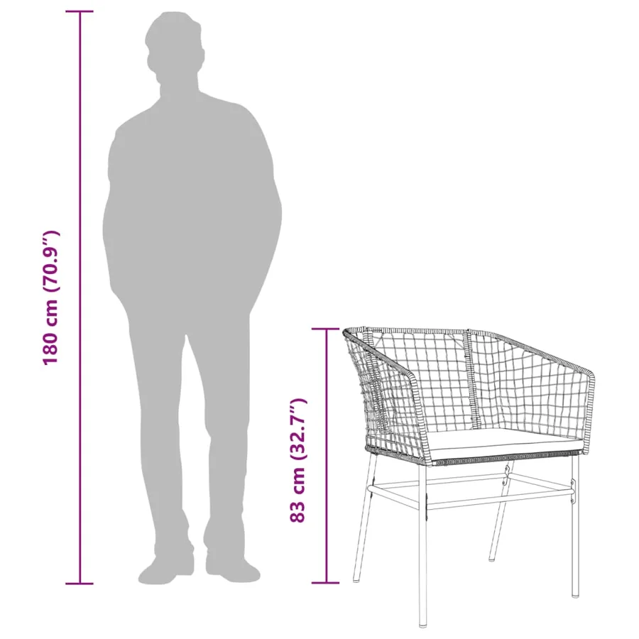 Chaises de jardin lot de 2 et coussins marron rotin - 10