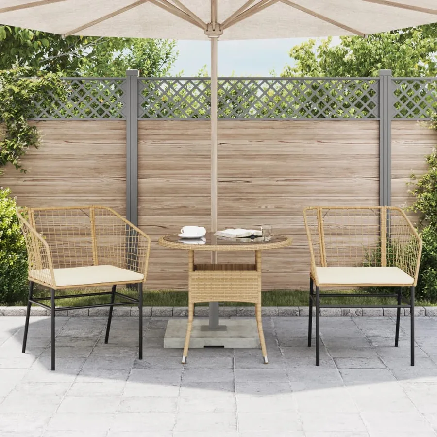 Chaises de jardin lot de 2 et coussins marron rotin - 3