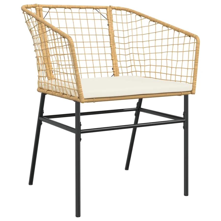 Chaises de jardin lot de 2 et coussins marron rotin - 4
