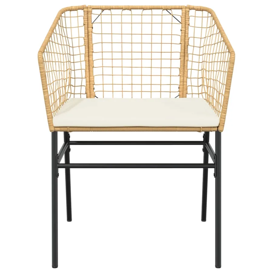 Chaises de jardin lot de 2 et coussins marron rotin - 5