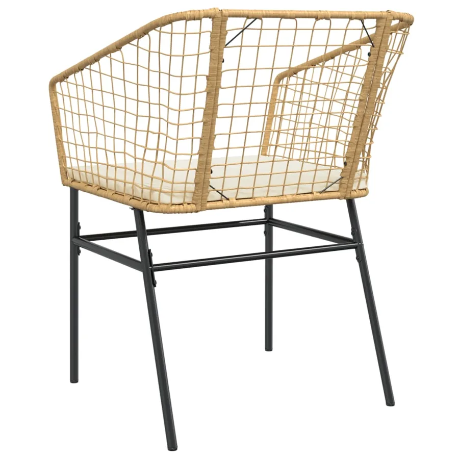 Chaises de jardin lot de 2 et coussins marron rotin - 7