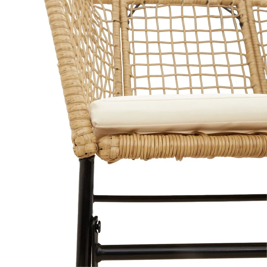 Chaises de jardin lot de 2 et coussins marron rotin - 8