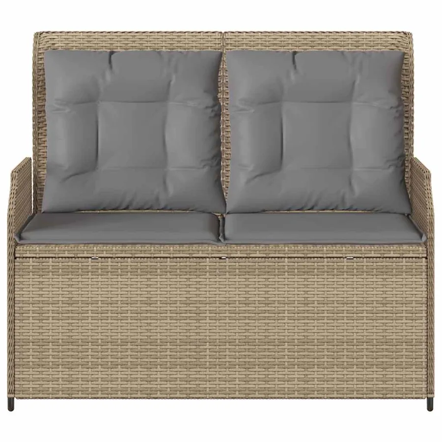 Banc inclinable de jardin avec coussins beige résine tressée - 4