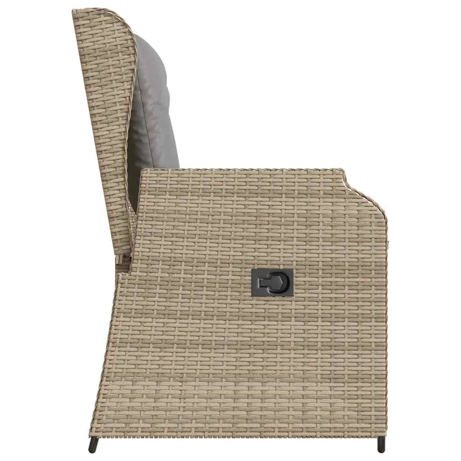 Banc inclinable de jardin avec coussins beige résine tressée - 5