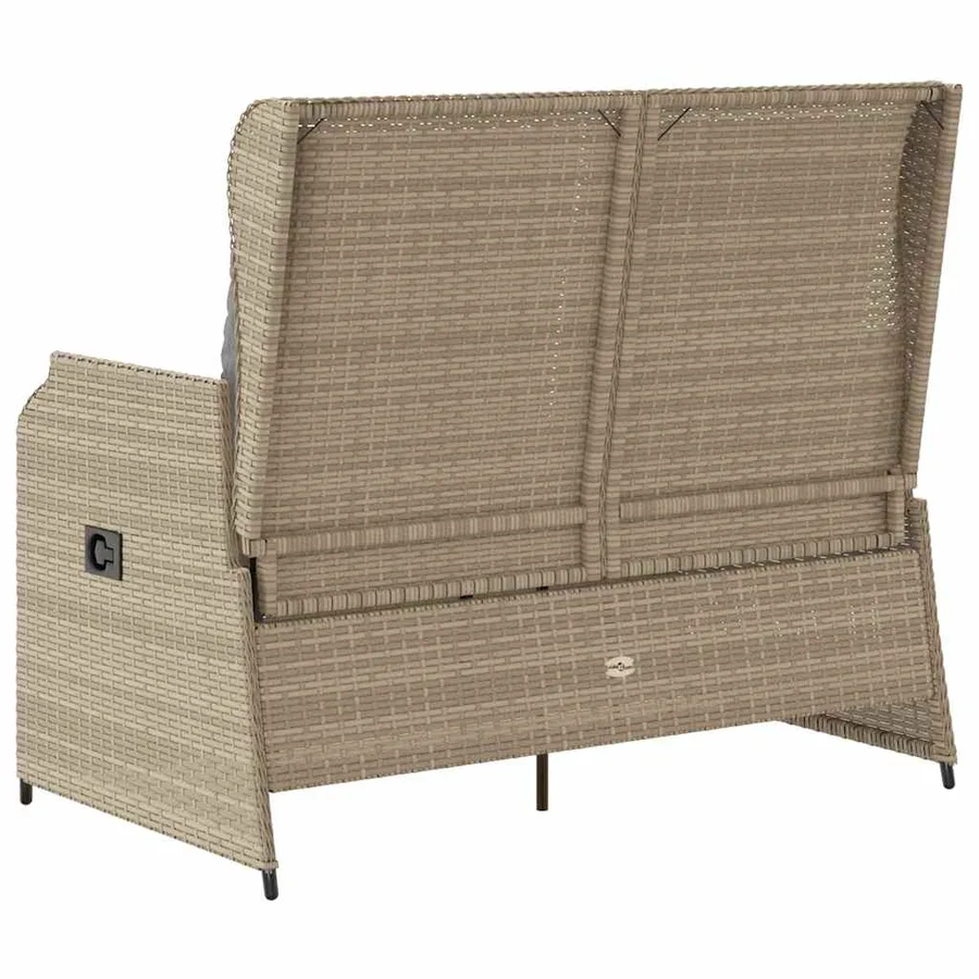 Banc inclinable de jardin avec coussins beige résine tressée - 6