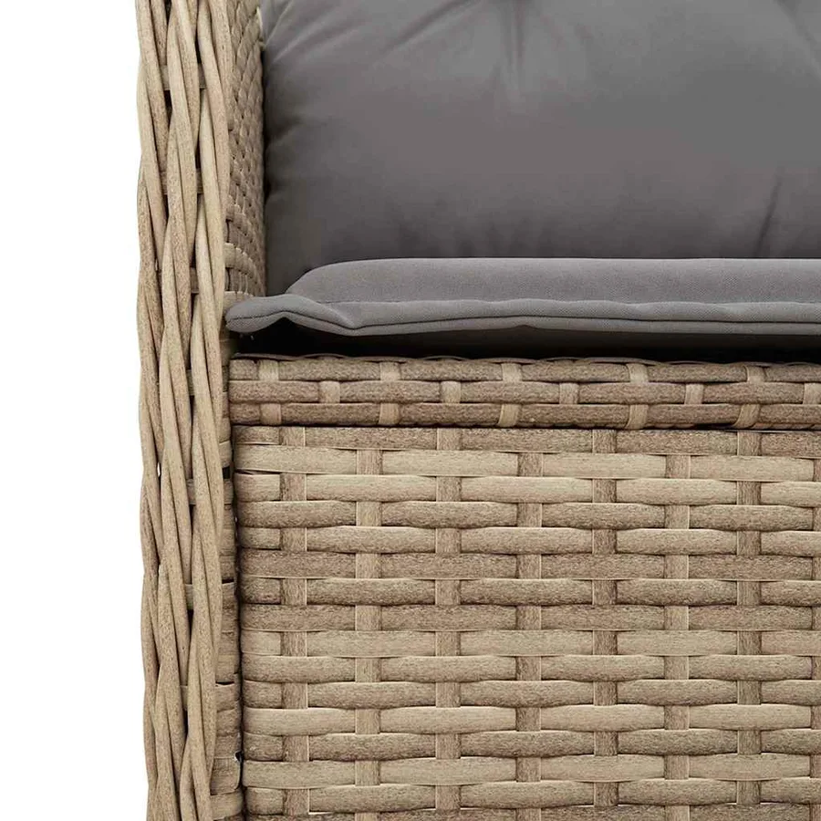 Banc inclinable de jardin avec coussins beige résine tressée - 8