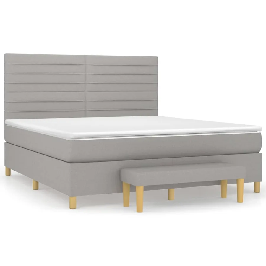 Sommier à lattes de lit avec matelas Gris clair 160x200cm Tissu - 2