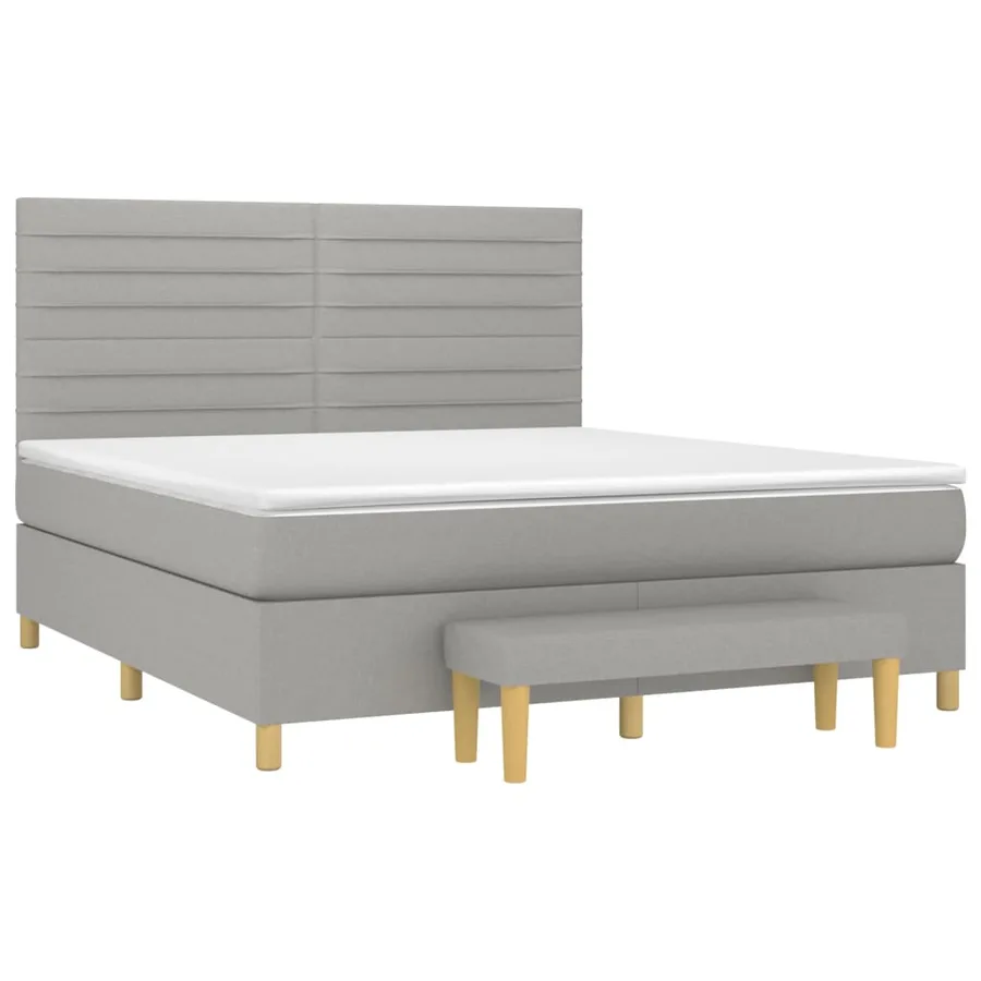 Sommier à lattes de lit avec matelas Gris clair 160x200cm Tissu - 3