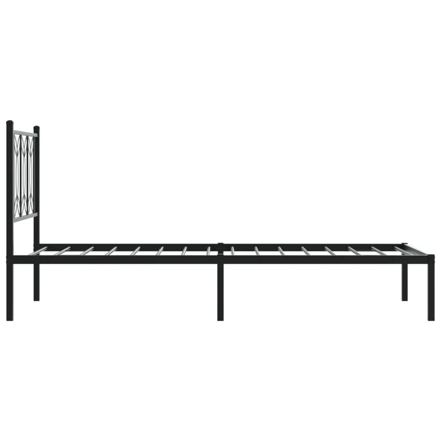Cadre de lit métal sans matelas avec tête de lit noir 90x200 cm - 5