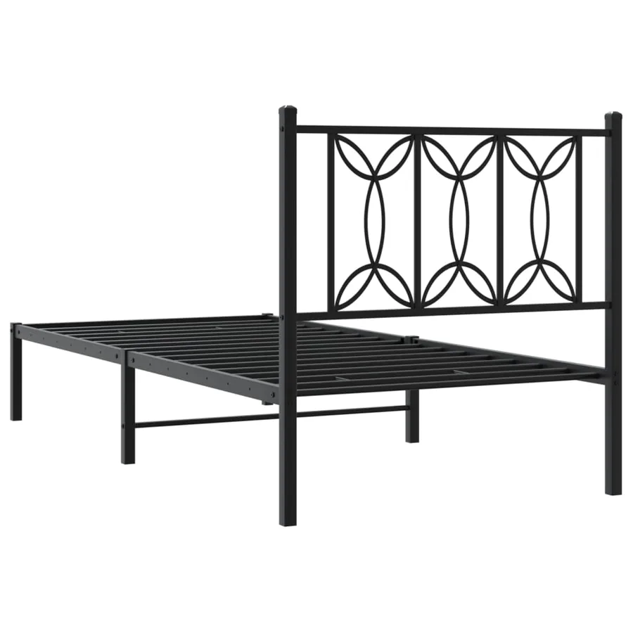 Cadre de lit métal sans matelas avec tête de lit noir 90x200 cm - 6
