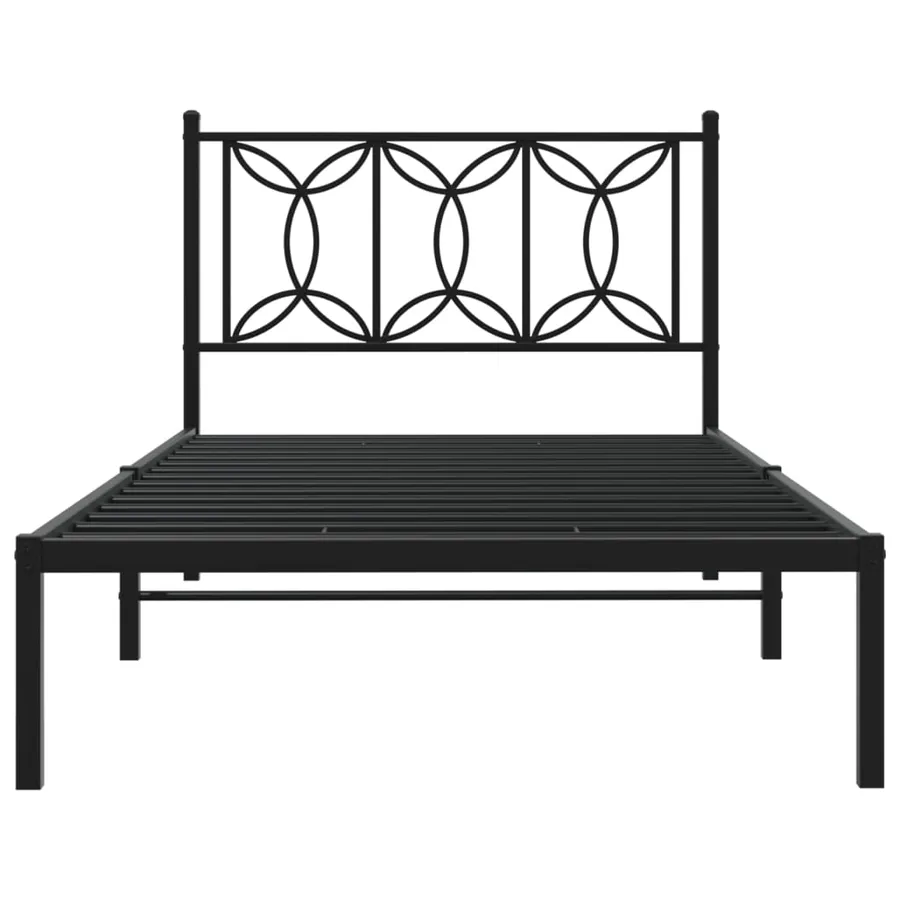 Cadre de lit métal sans matelas avec tête de lit noir 100x200cm - 4