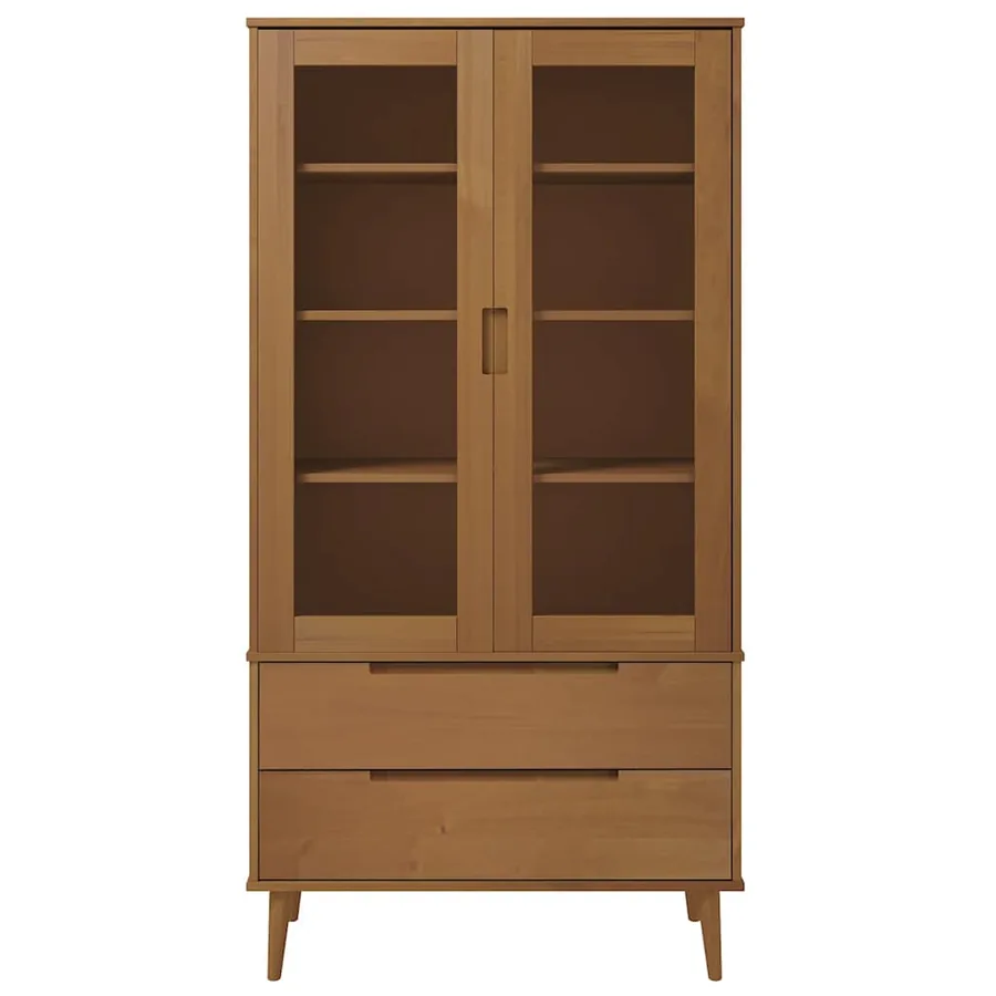 Armoire à vitrine MOLDE Marron 90x35x175 cm Bois de pin massif - 4