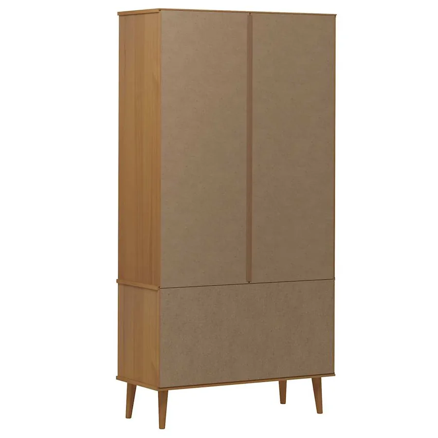 Armoire à vitrine MOLDE Marron 90x35x175 cm Bois de pin massif - 7