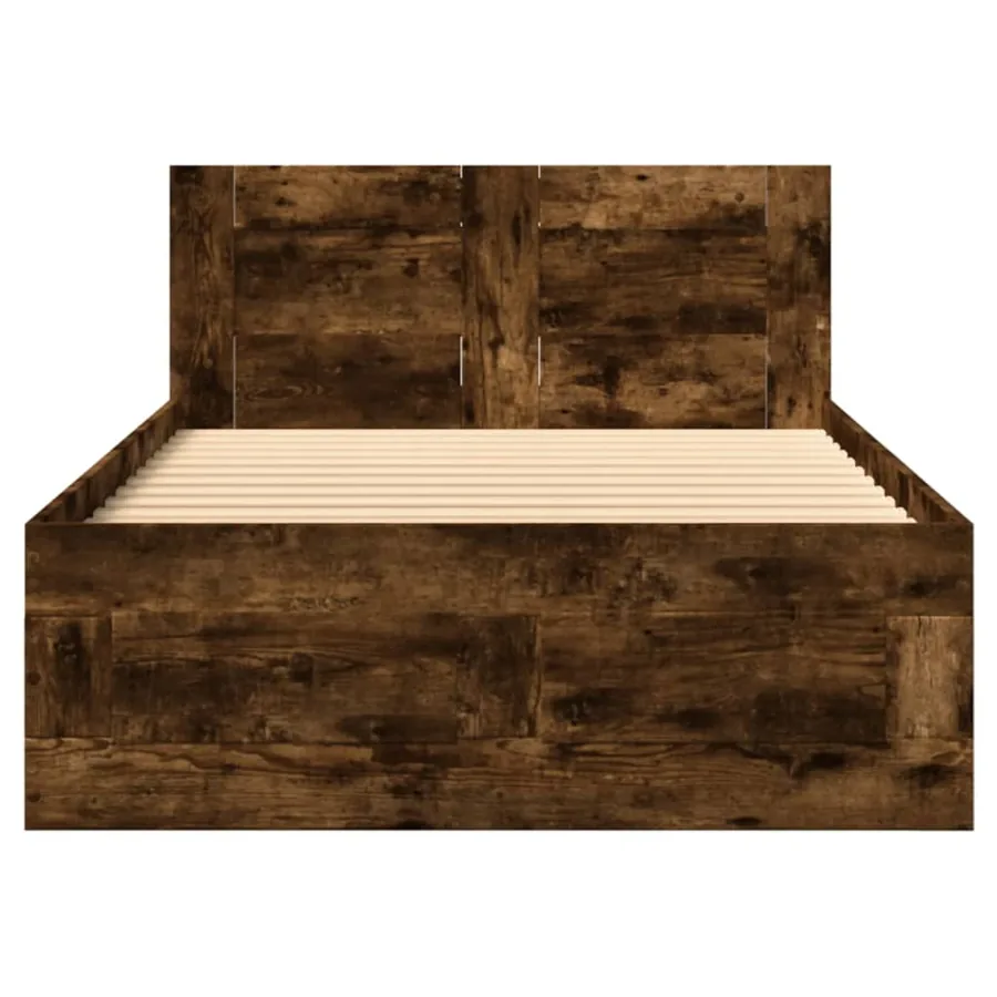 Cadre de lit et tête de lit sans matelas chêne fumé 100x200 cm - 5