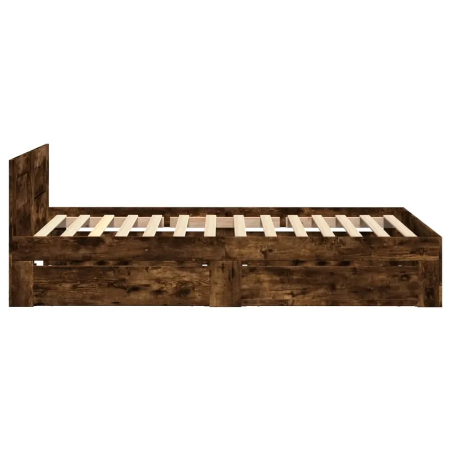 Cadre de lit et tête de lit sans matelas chêne fumé 100x200 cm - 6