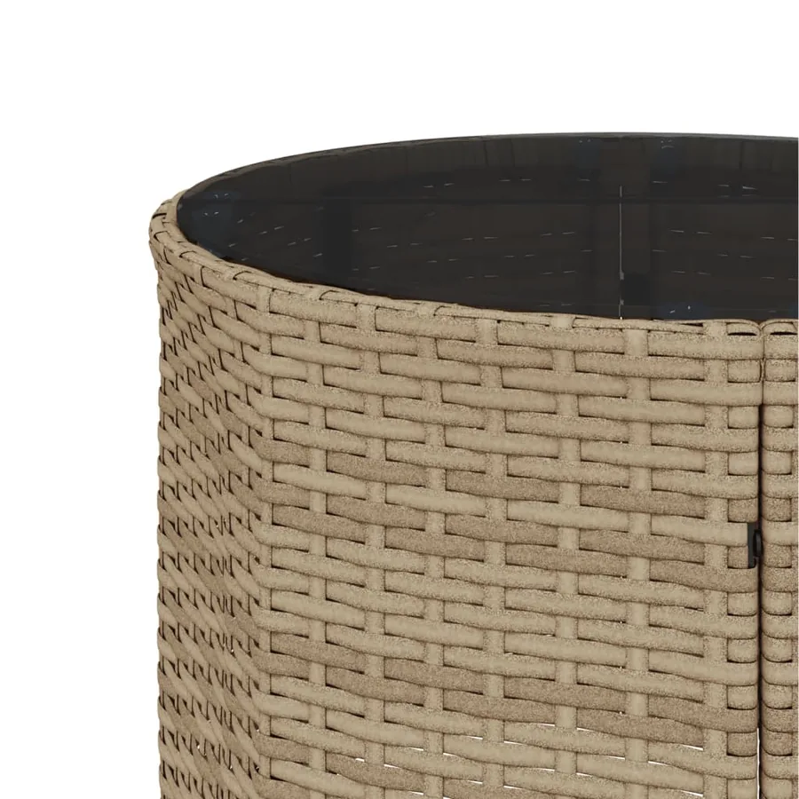 Canapé de jardin avec table coussins rond beige résine tressée - 11