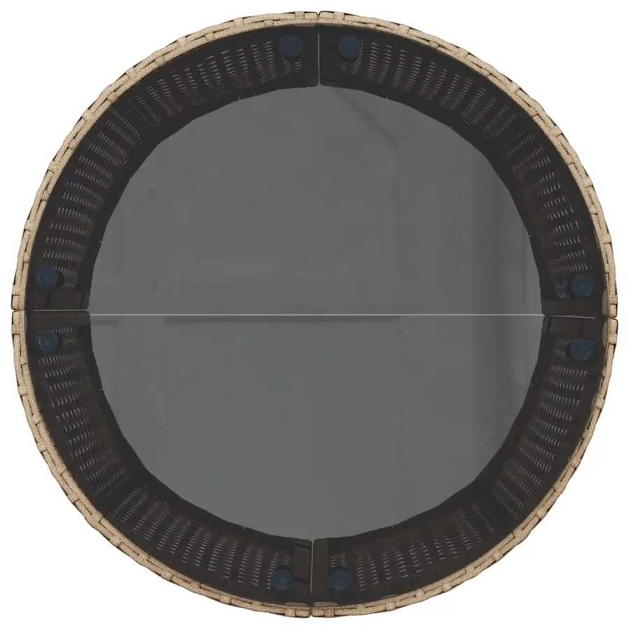 Canapé de jardin avec table coussins rond beige résine tressée - 9