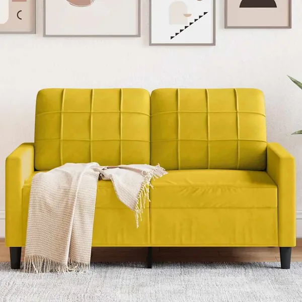 Canapé à 2 places Jaune 120 cm Velours