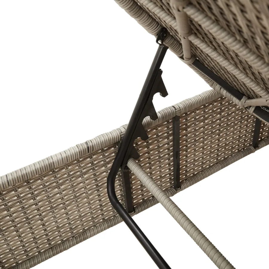 Ensemble de chaises longues avec coussins 3pcs gris clair rotin - 10