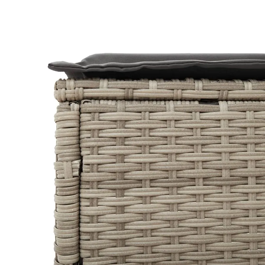 Ensemble de chaises longues avec coussins 3pcs gris clair rotin - 11