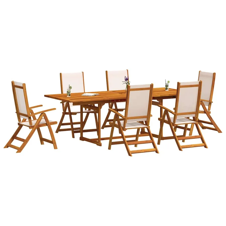 Ensemble à Manger de jardin 7pcs bois d'acacia solide textilène - 6