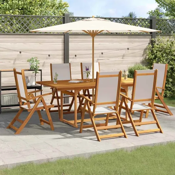 Ensemble à Manger de jardin 7pcs bois d'acacia solide textilène
