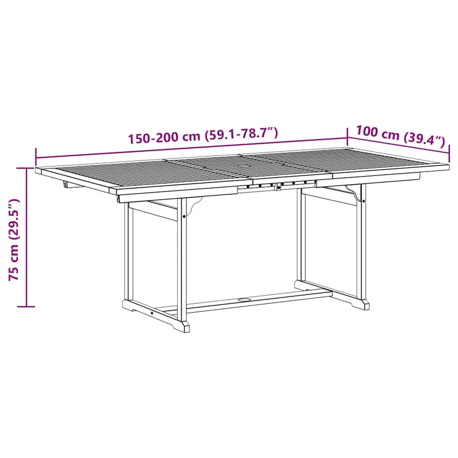 Ensemble à Manger de jardin 7pcs bois d'acacia solide textilène - 15