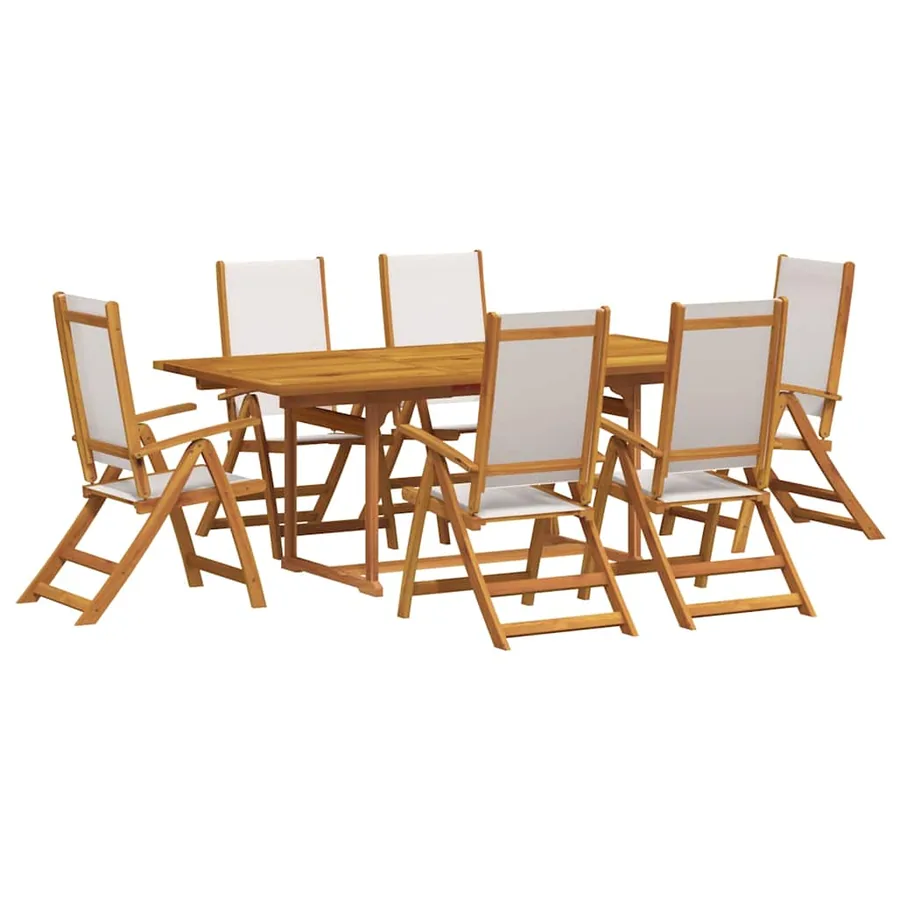 Ensemble à Manger de jardin 7pcs bois d'acacia solide textilène - 2