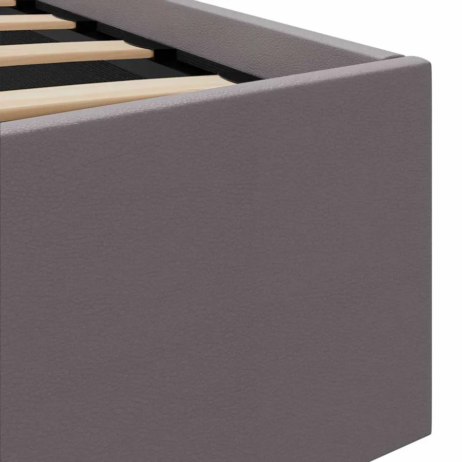 Cadre de lit à rangement avec LED gris similicuir 120x200 cm - 10