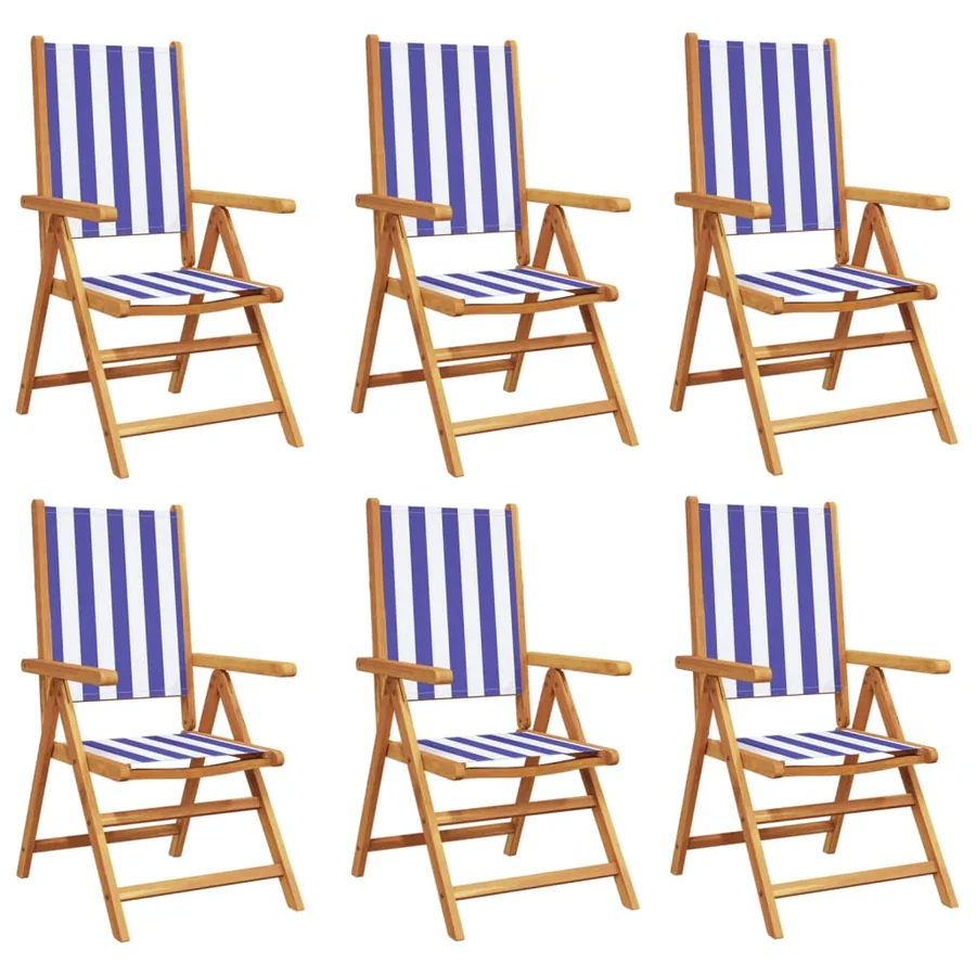 Chaises inclinables de jardin lot de 6 tissu et bois massif - 2