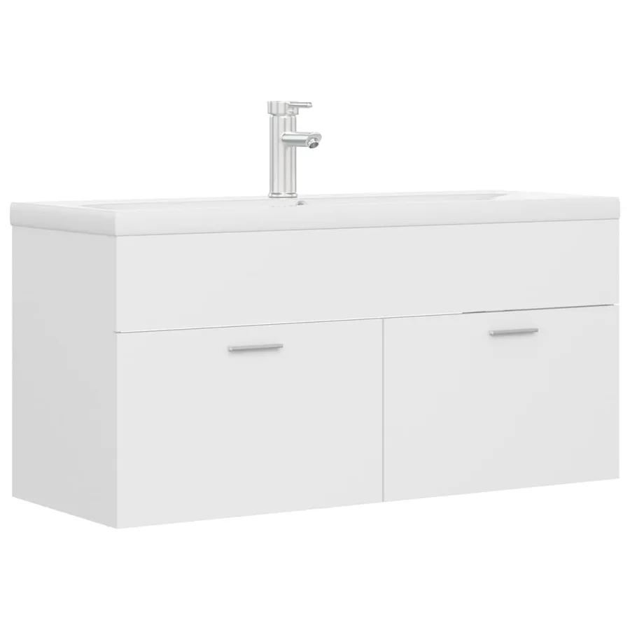 Armoire d'évier avec lavabo intégré Blanc Aggloméré - 2