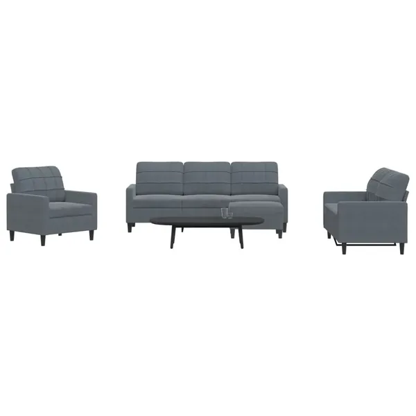 Ensemble de canapés 4 pcs avec coussins Gris foncé Velours