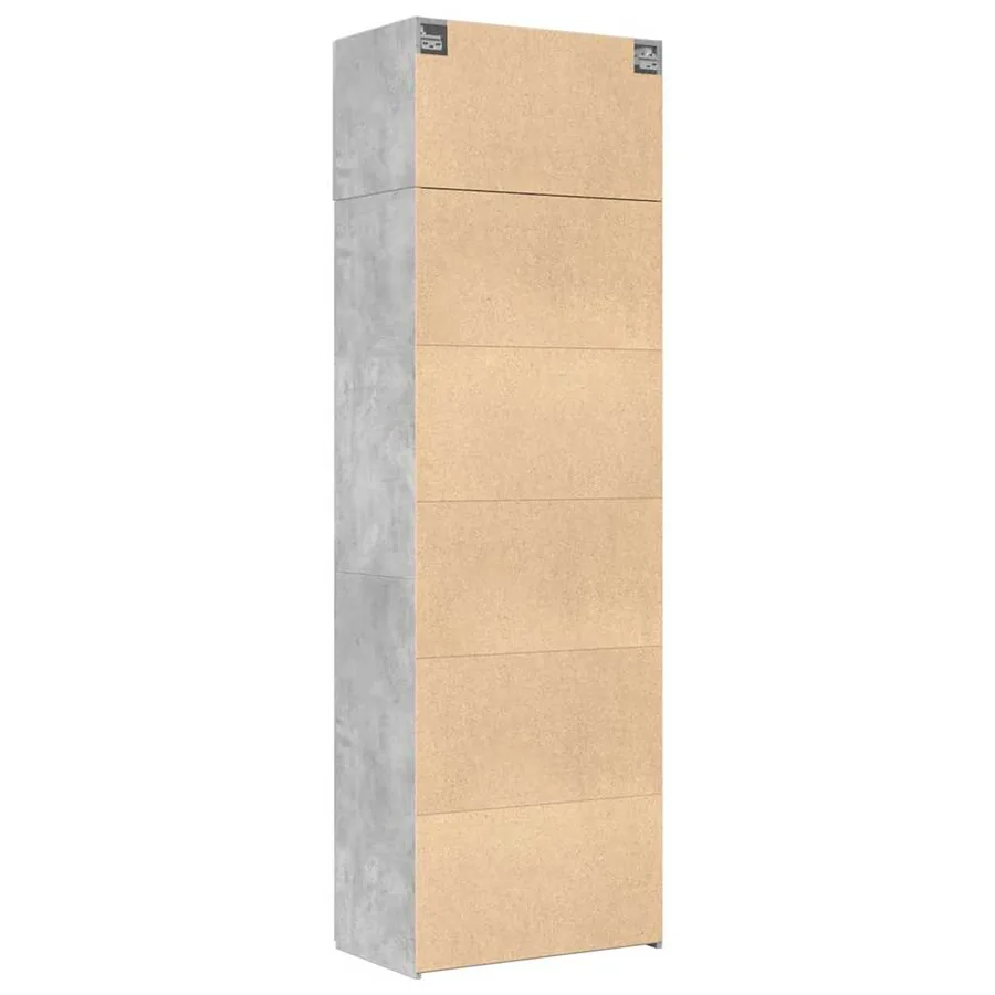 Armoire de rangement gris béton 70x42,5x225cm bois d'ingénierie - 8