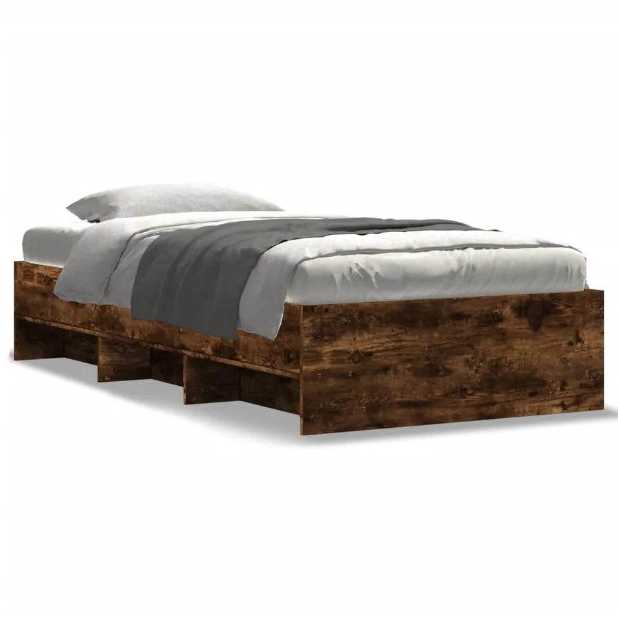 Cadre de lit sans matelas chêne fumé 90x200cm bois d'ingénierie - 2