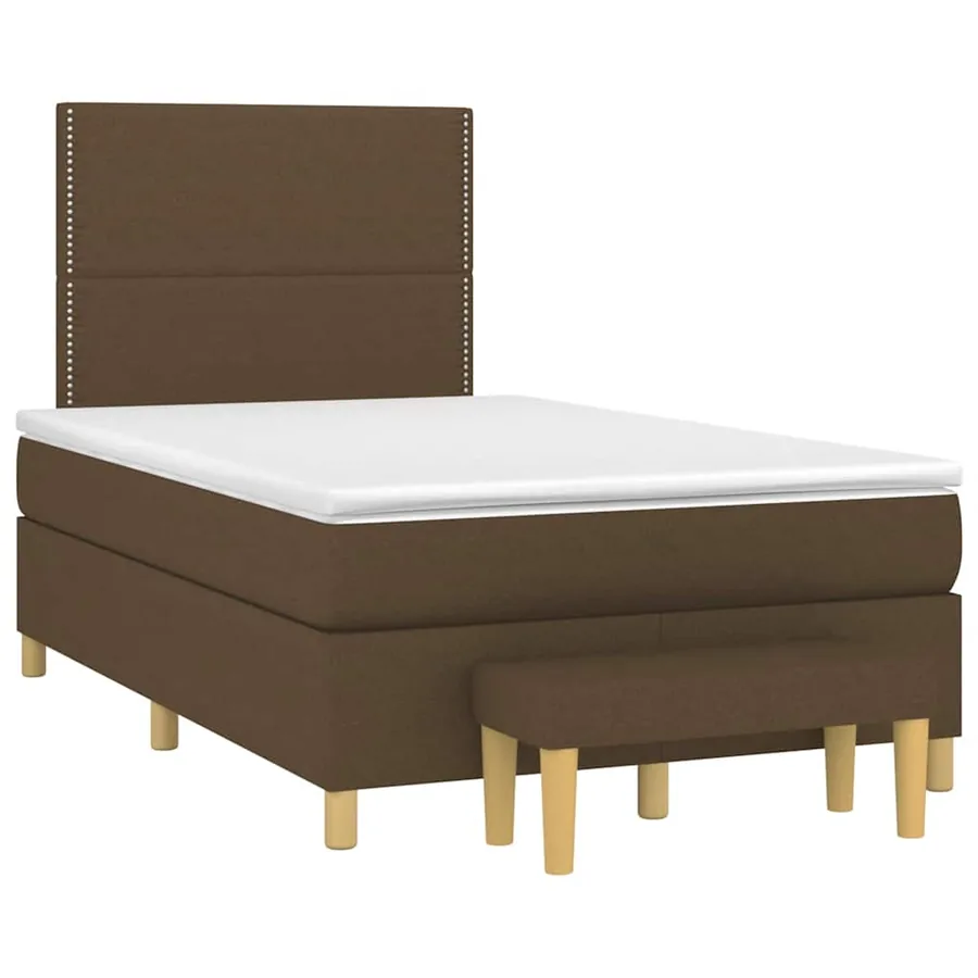 Sommier à lattes de lit et matelas marron foncé 120x190cm tissu - 2